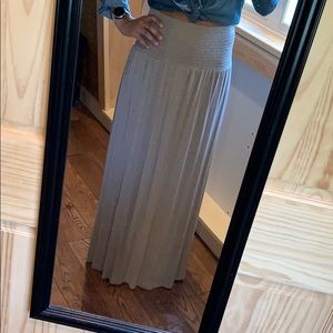 High Waisted Smocked Maxi Skirt